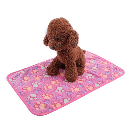 Soft Plush Paw Print Pet Blanket for Dogs