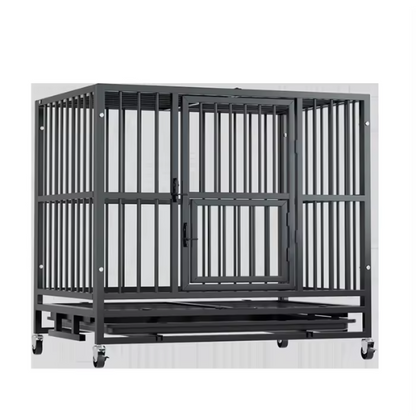 Large Metal Dog Kennel with Wheels