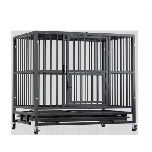 Large Metal Dog Kennel with Wheels