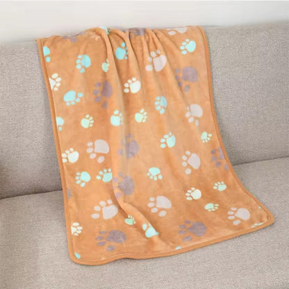 Soft Plush Paw Print Pet Blanket for Dogs