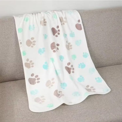 Soft Plush Paw Print Pet Blanket for Dogs