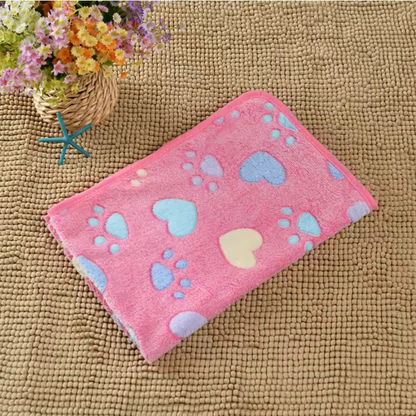 Soft Plush Paw Print Pet Blanket for Dogs